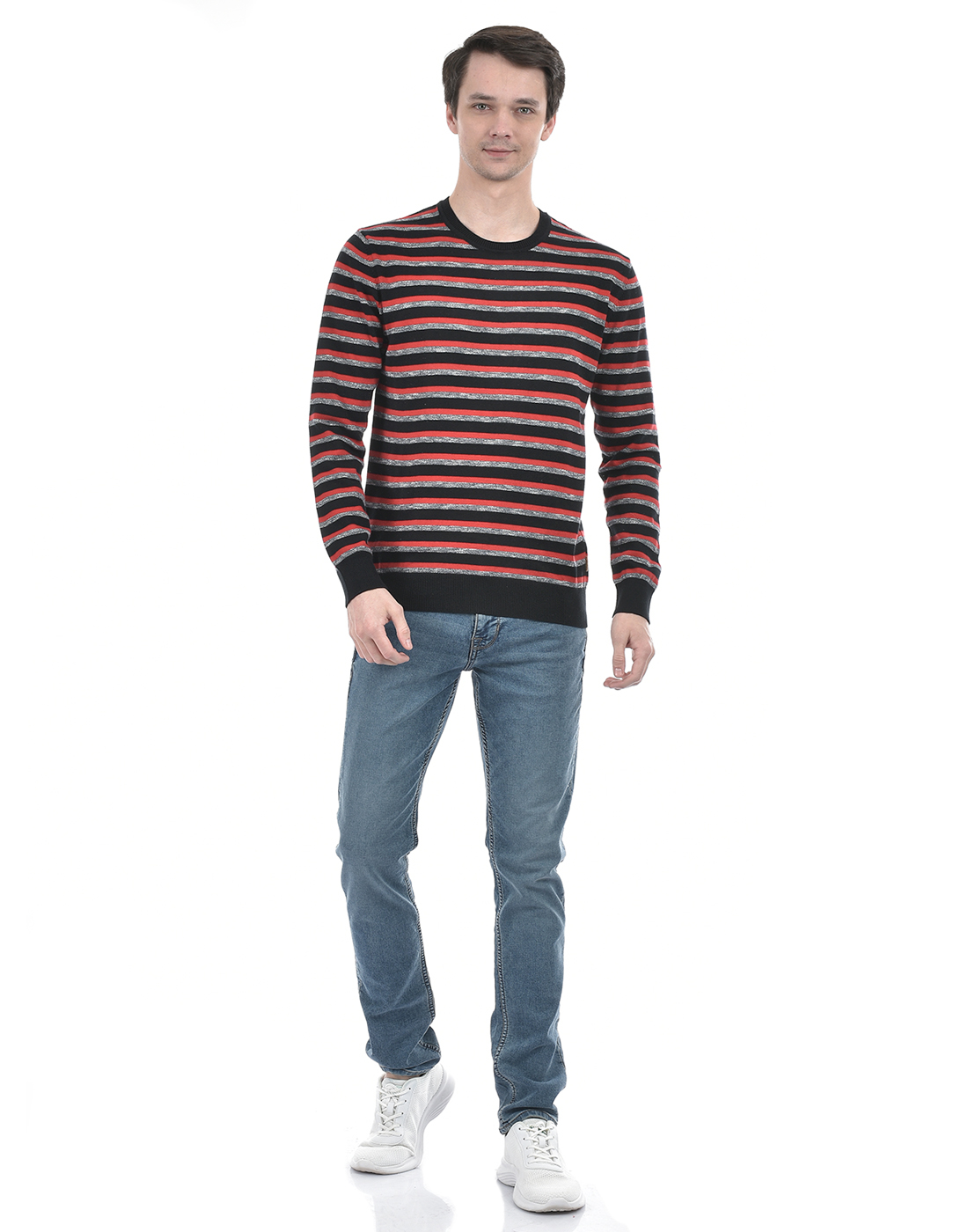 Numero Uno Men Striped Red Sweater